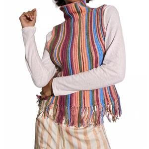 NEW ASHA eila gilet crochet top in multi